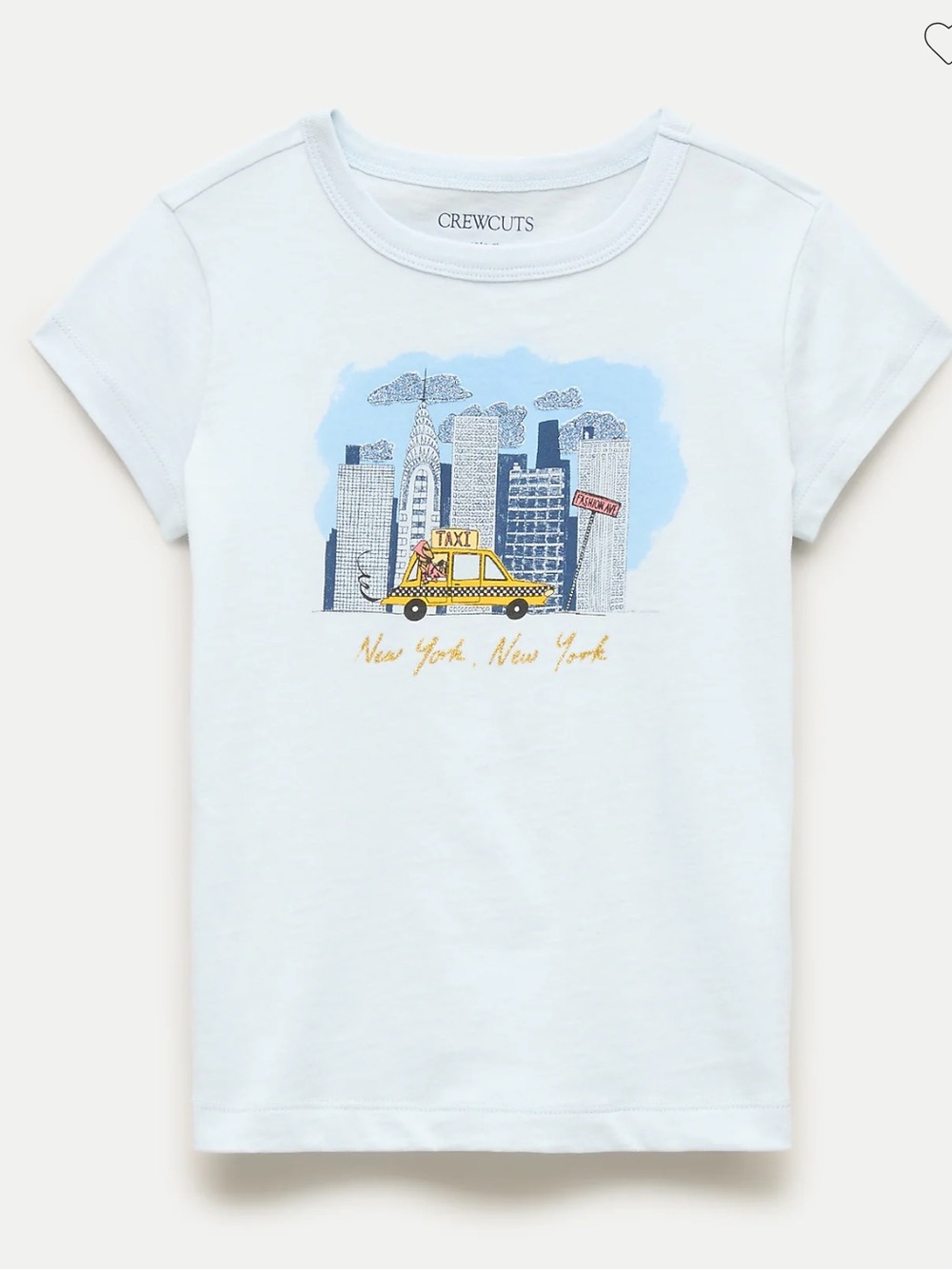 J crew Girls' short-sleeve taxi graphic T-shirt with glitter